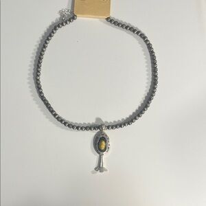 Silver Necklace with Yellow Accent